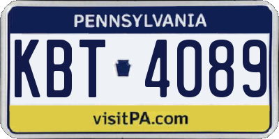 PA license plate KBT4089