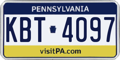 PA license plate KBT4097