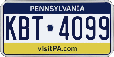 PA license plate KBT4099
