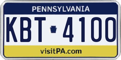 PA license plate KBT4100