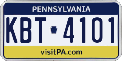 PA license plate KBT4101