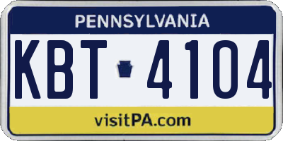 PA license plate KBT4104
