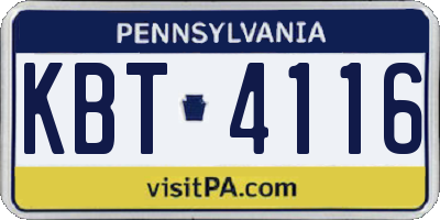 PA license plate KBT4116