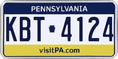 PA license plate KBT4124