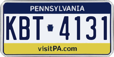 PA license plate KBT4131