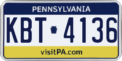 PA license plate KBT4136