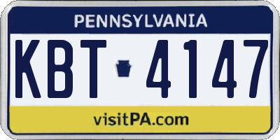 PA license plate KBT4147