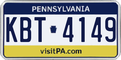 PA license plate KBT4149
