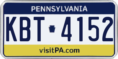 PA license plate KBT4152