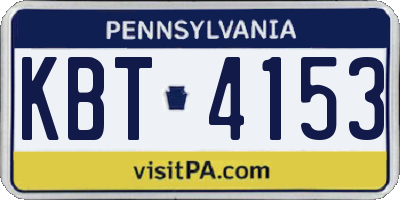PA license plate KBT4153