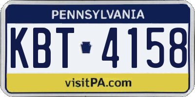 PA license plate KBT4158
