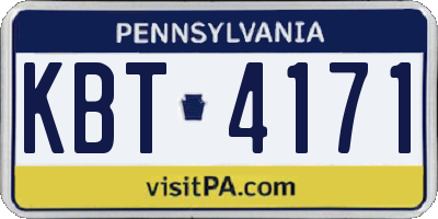 PA license plate KBT4171