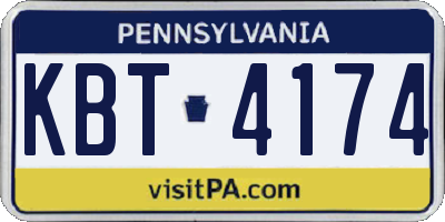PA license plate KBT4174