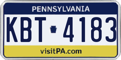 PA license plate KBT4183