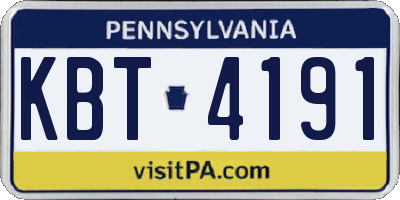 PA license plate KBT4191