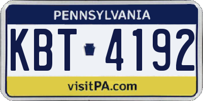 PA license plate KBT4192
