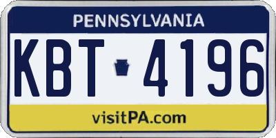 PA license plate KBT4196