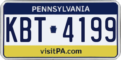 PA license plate KBT4199