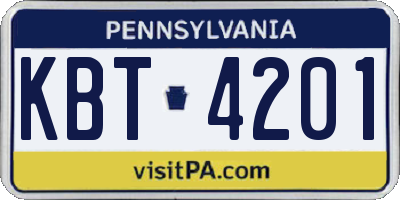 PA license plate KBT4201