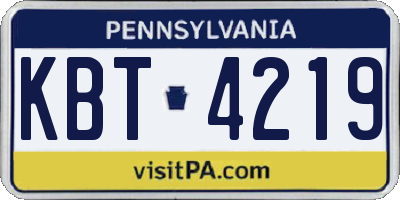 PA license plate KBT4219