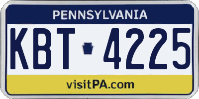 PA license plate KBT4225