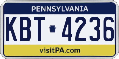 PA license plate KBT4236