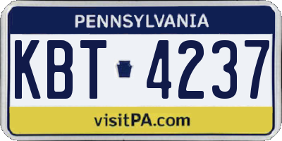 PA license plate KBT4237