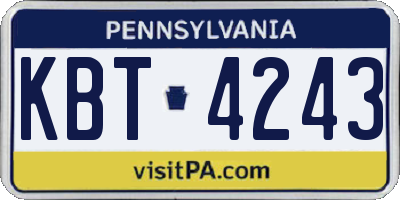 PA license plate KBT4243