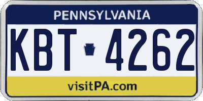 PA license plate KBT4262