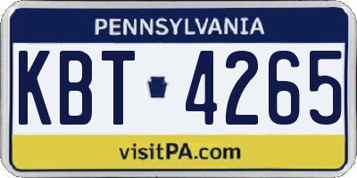 PA license plate KBT4265