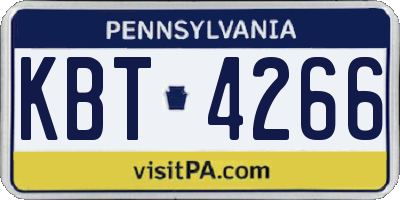 PA license plate KBT4266