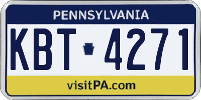 PA license plate KBT4271