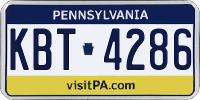 PA license plate KBT4286