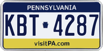 PA license plate KBT4287