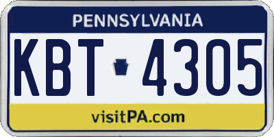 PA license plate KBT4305