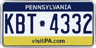 PA license plate KBT4332