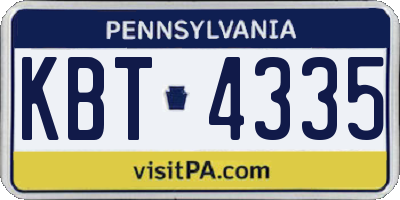 PA license plate KBT4335