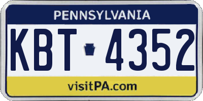 PA license plate KBT4352