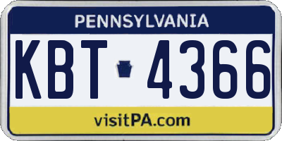 PA license plate KBT4366