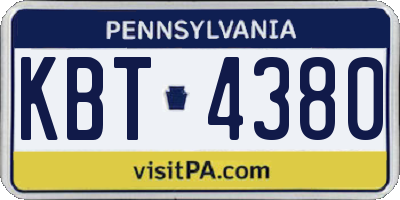 PA license plate KBT4380