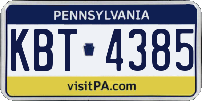 PA license plate KBT4385