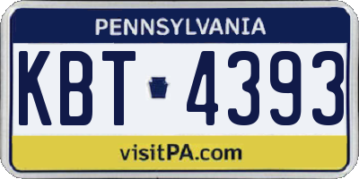 PA license plate KBT4393