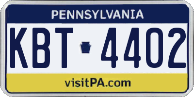 PA license plate KBT4402
