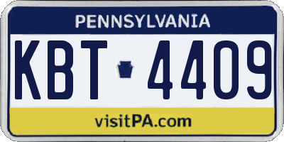 PA license plate KBT4409
