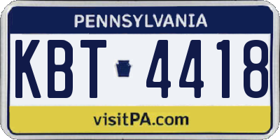 PA license plate KBT4418