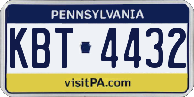 PA license plate KBT4432