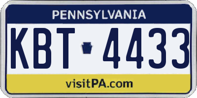 PA license plate KBT4433