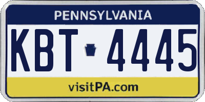 PA license plate KBT4445