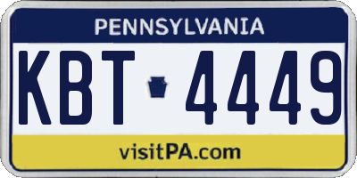 PA license plate KBT4449