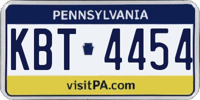 PA license plate KBT4454